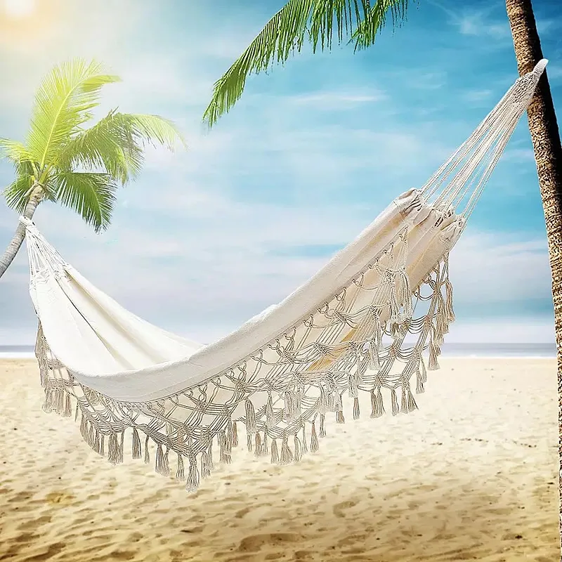 Portable Hammock Outdoor Hammock Garden Sports Home Travel Camping Hunting Sleeping Bed Swing Canvas Stripe Hanging Bed Hammock