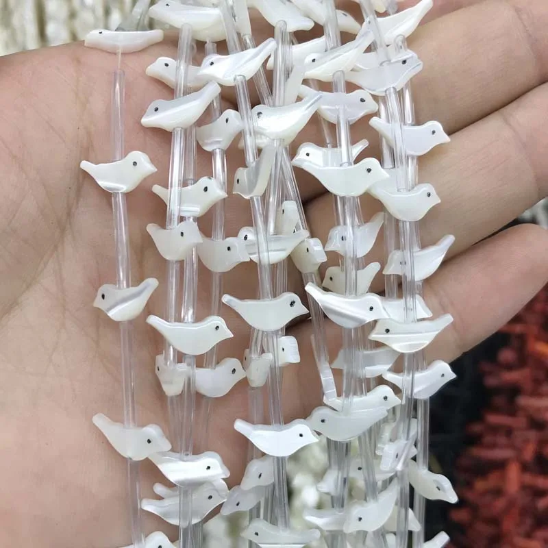 6/12pcs Natural White Shell Beads Bird shape Mother of Pearl Beads For Jewelry Making DIY Necklace Earring 15x6mm