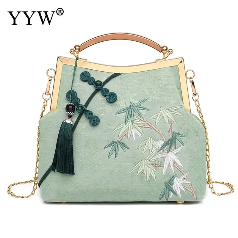 Embroidered Bamboo Clutch Bag Chinese Style Cheongsam Lady Handbag Purse Clutch Womens Hand Bags New Arrival 2021 Daily Bag