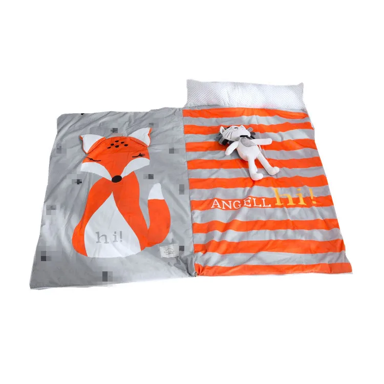 Home bed baby sleeping bag 100% Cotton + soft fleece Boy Girl Child fleabag AB side fox bear mothercare kids body cover 70*150cm