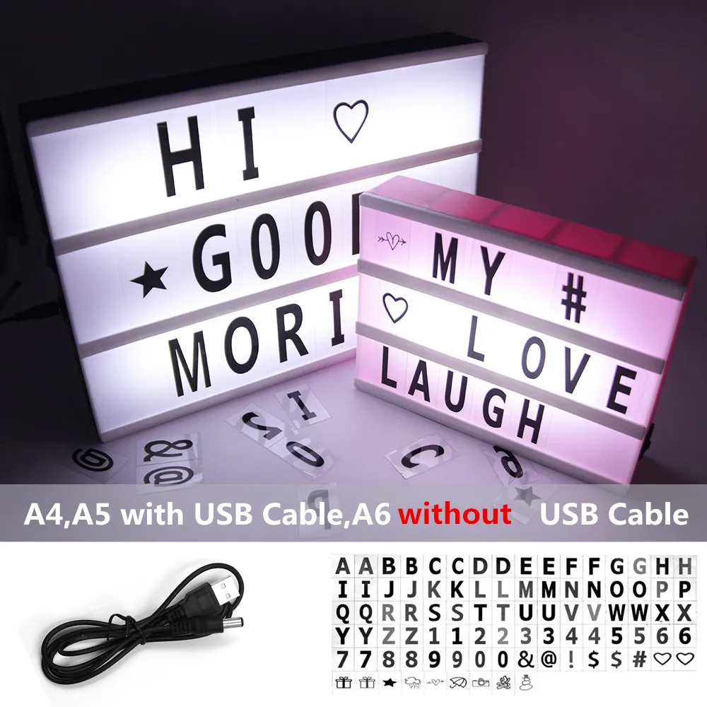 Led Combinatie Nachtlampje Vakantie Lichten Usb Aa Batterij Doos Diy Letters Symbool Kaarten Decoratie Lamp Bericht Board Lightbox