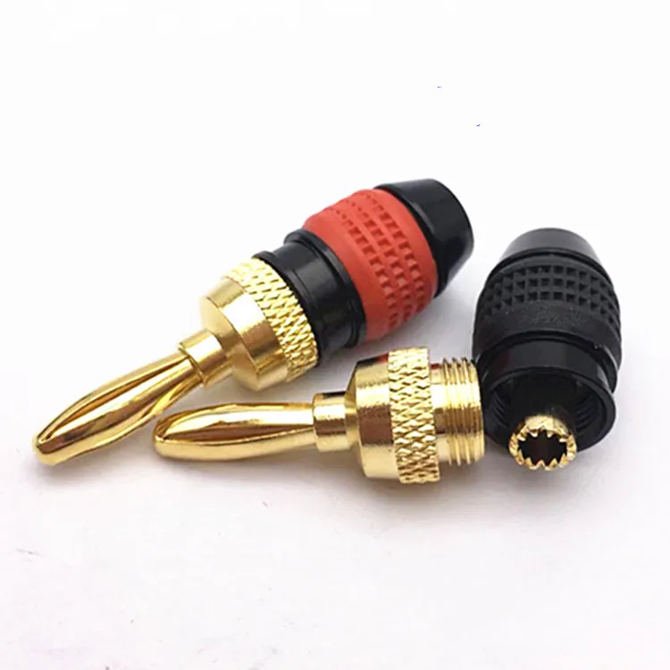 100pcs High Quality Welding-Free 4MM Banana Plug Gold Plated Copper Speaker Plug 4MM Adapter Audio Fever music Connectors Plugs