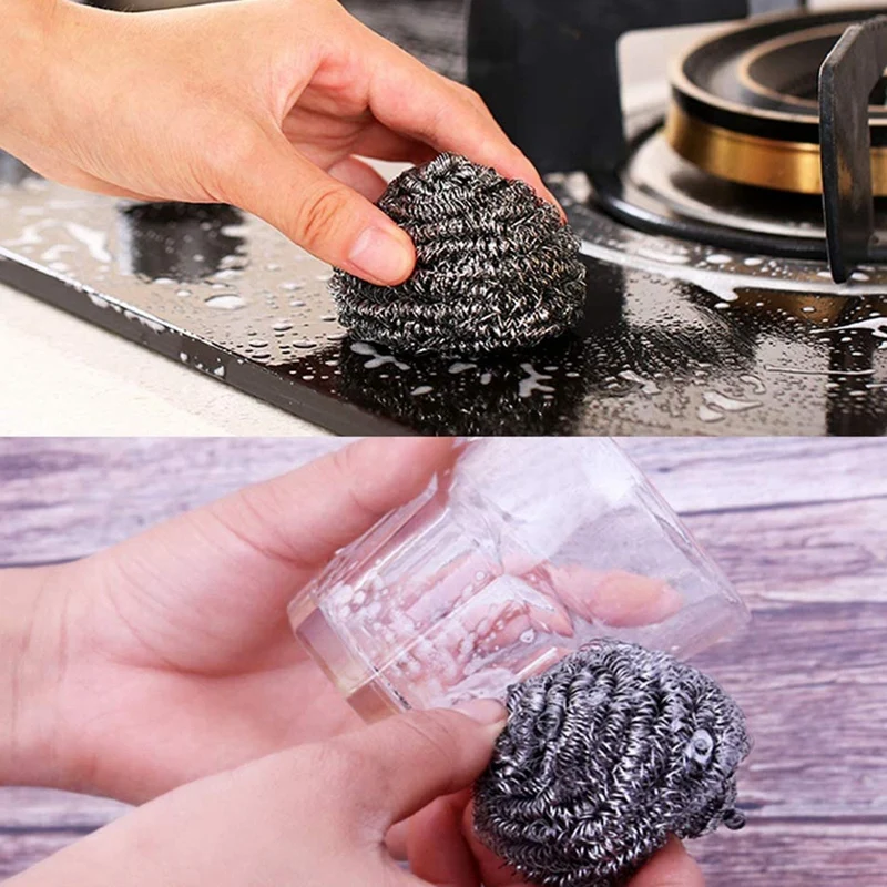 16 PCS Stainless Steel Sponges Scrubbers Utensil Scrubber Scouring Pads Ball for Removing Rust Dirty Cookware Cleaner