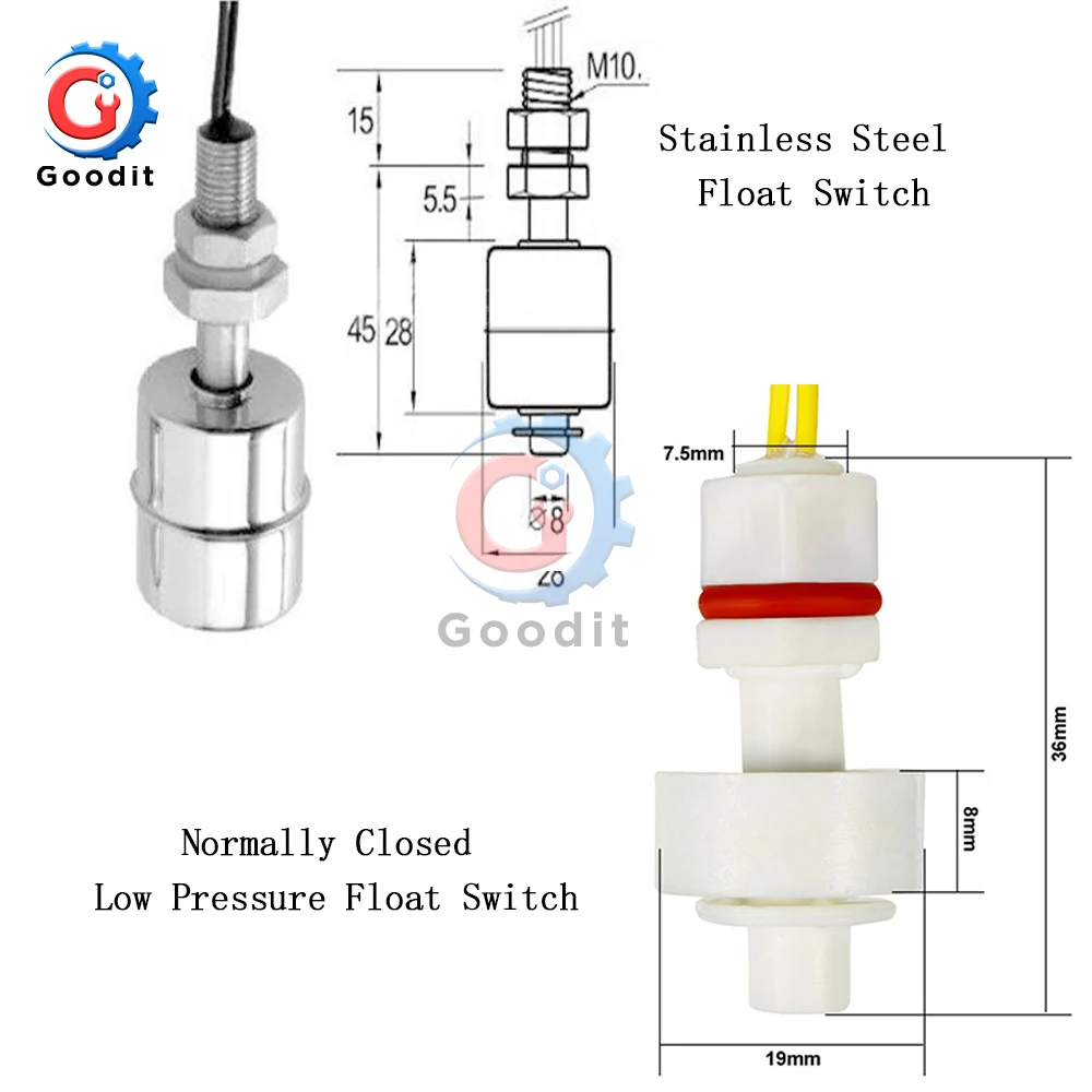 Right Angle pressure float switch ZP2508 Mini PP Tank Pool Water Liquid Level Sensor Module Vertical Float Switch P45 PP ZP2508