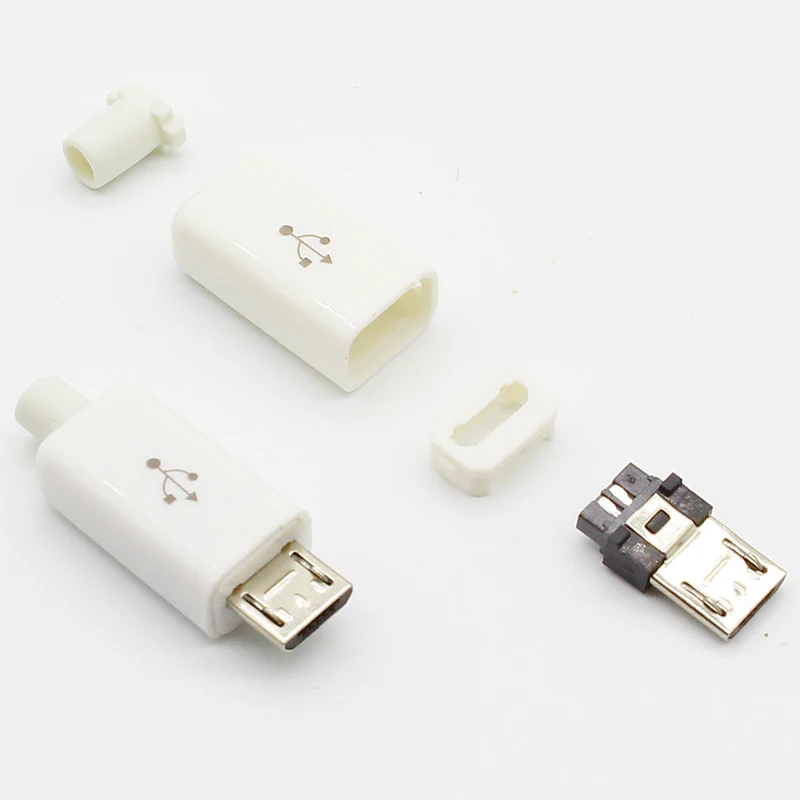 10 шт потребительских упаковок для микро USB 5PIN сварки Тип штекер разъемы Зарядное устройство 5P USB хвост разъем зарядки 4 в 1 цвета: белый,