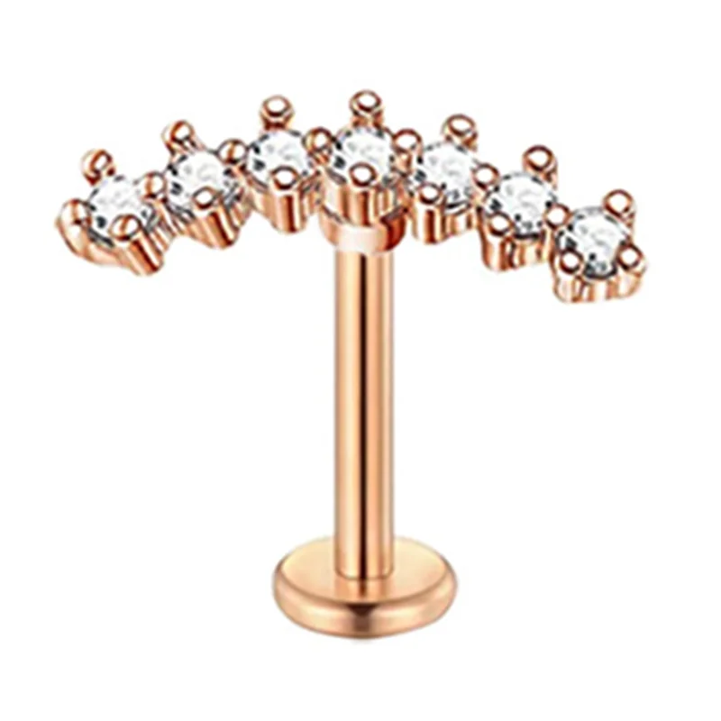 Crystal Flower Tragus Piercing Earring, Flat 16G