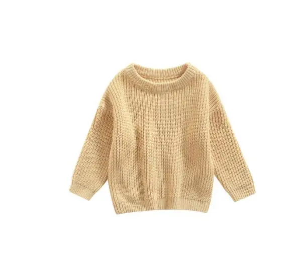Winter Fall Baby Infant Woolen Sweater Boys Girls Solid Color Round Neck Long Sleeve Knitted Pullovers Sweaters Tops