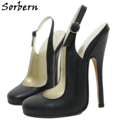 Sorbern 15cm scarpe da donna Sexy pompa slingback Night Club calzature pompa da donna in vera pelle tacchi a spillo punta tonda personalizzata