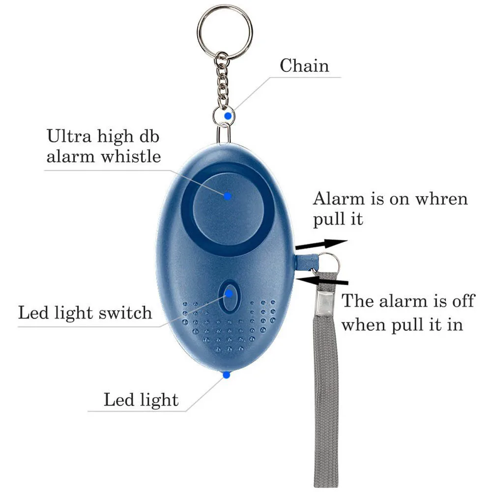 Newly Personal Alarm With LED Light 120DB  Anti Lost Wolf Self-Defense Safety Attack Emergency Alarms For Women Kids Elderly