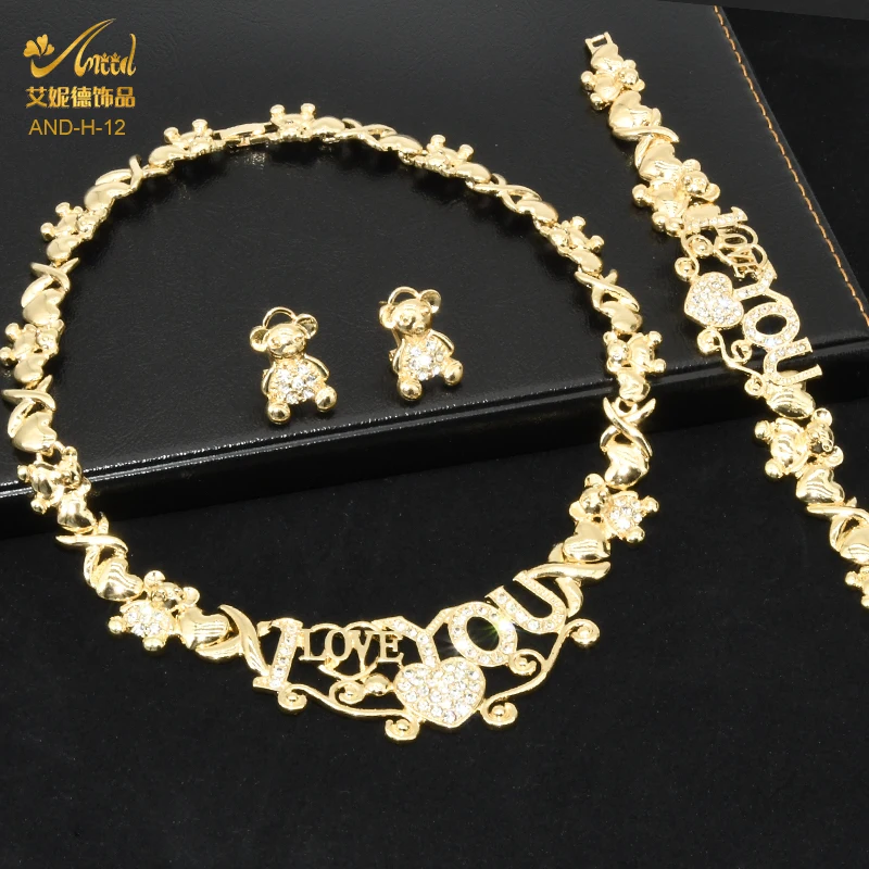 ANIID African Golden Jewelery Set XOXO Bridal Necklace Earrings Sets For Women Indian Dubai Nigerian Jewellery Wedding Ethiopian