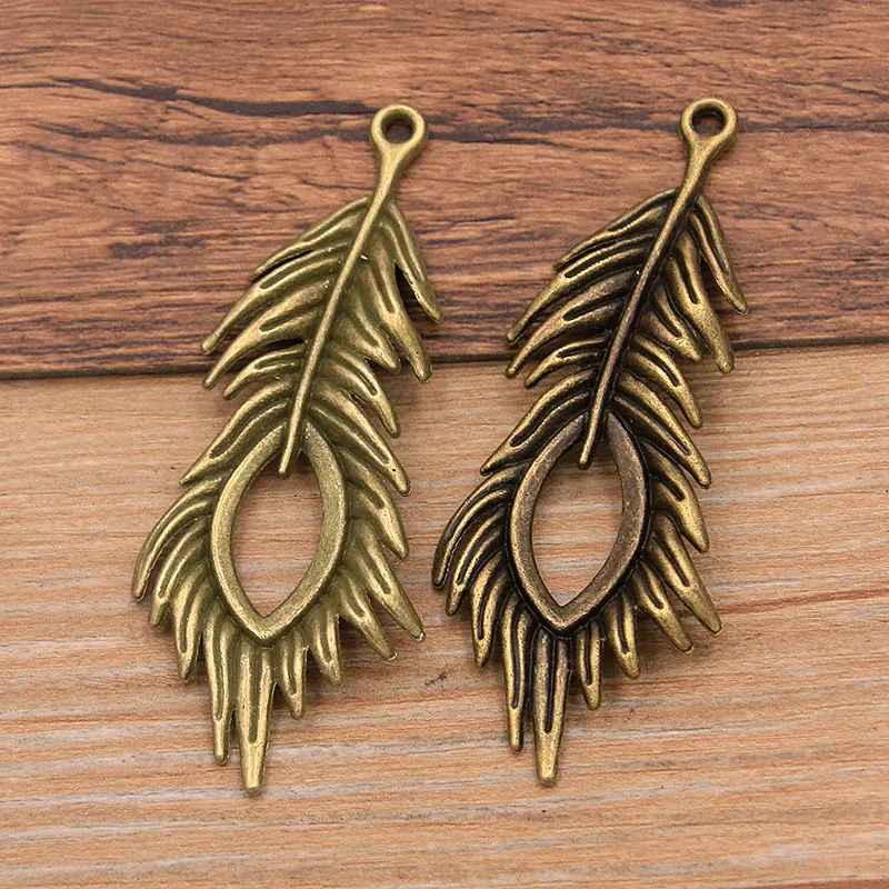 3PCS 27X70mm 3 Color Big Feather Charms Animal Pendant Jewelry Metal Alloy DIY Necklace Bracelet Earrings Handwork Marking