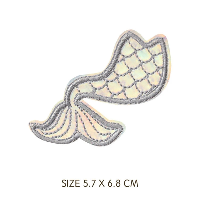 Shell Mermaid Squid Leather Parches Embroidery Iron on Patches for Clothing DIY Sea Stripes Clothes Stickers Appliques