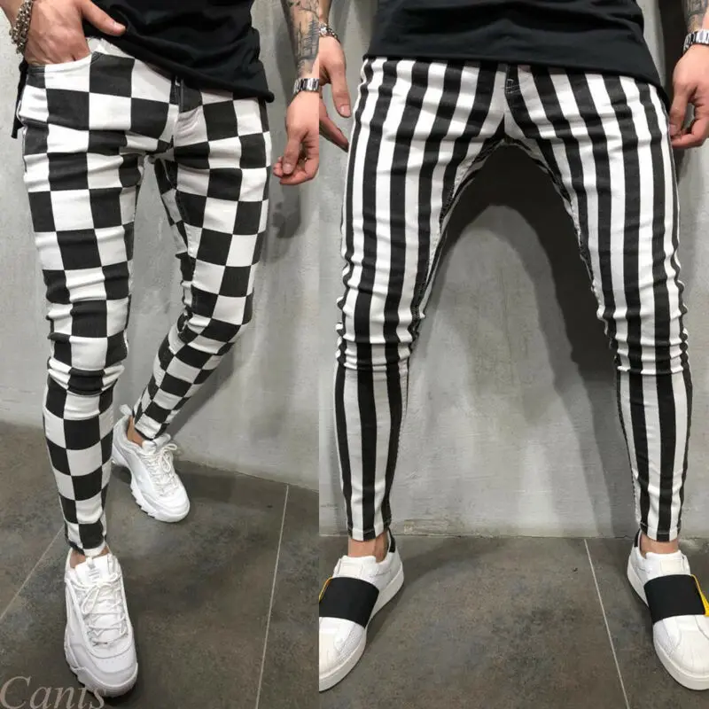 Spodnie męskie Plaid męskie długi Casual sportowe spodnie Slim Fit spodnie w kratę bieganie spodnie dla mężczyzn 2020 kombinezony dresowe