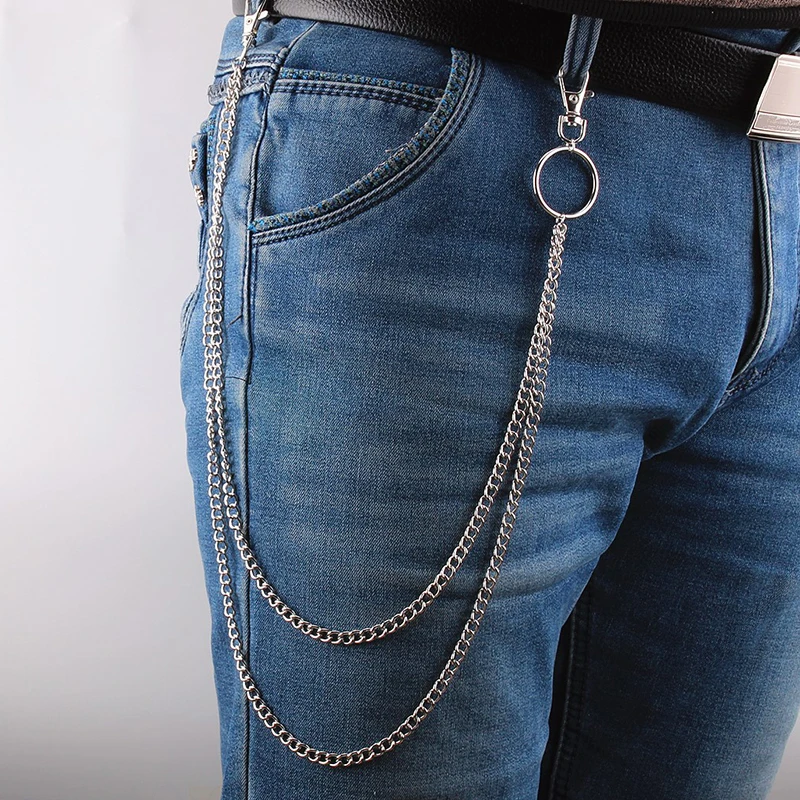 Simple Chain Keychain for Women Silver Color Punk Waist Belt Chain On The Jeans Pants Accessories Trendy Hip-hop Jewelry