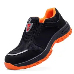 plus size safety shoes for men leisure steel toe caps shoe slip-on security work boots worker footwear zapatos de seguridad mans