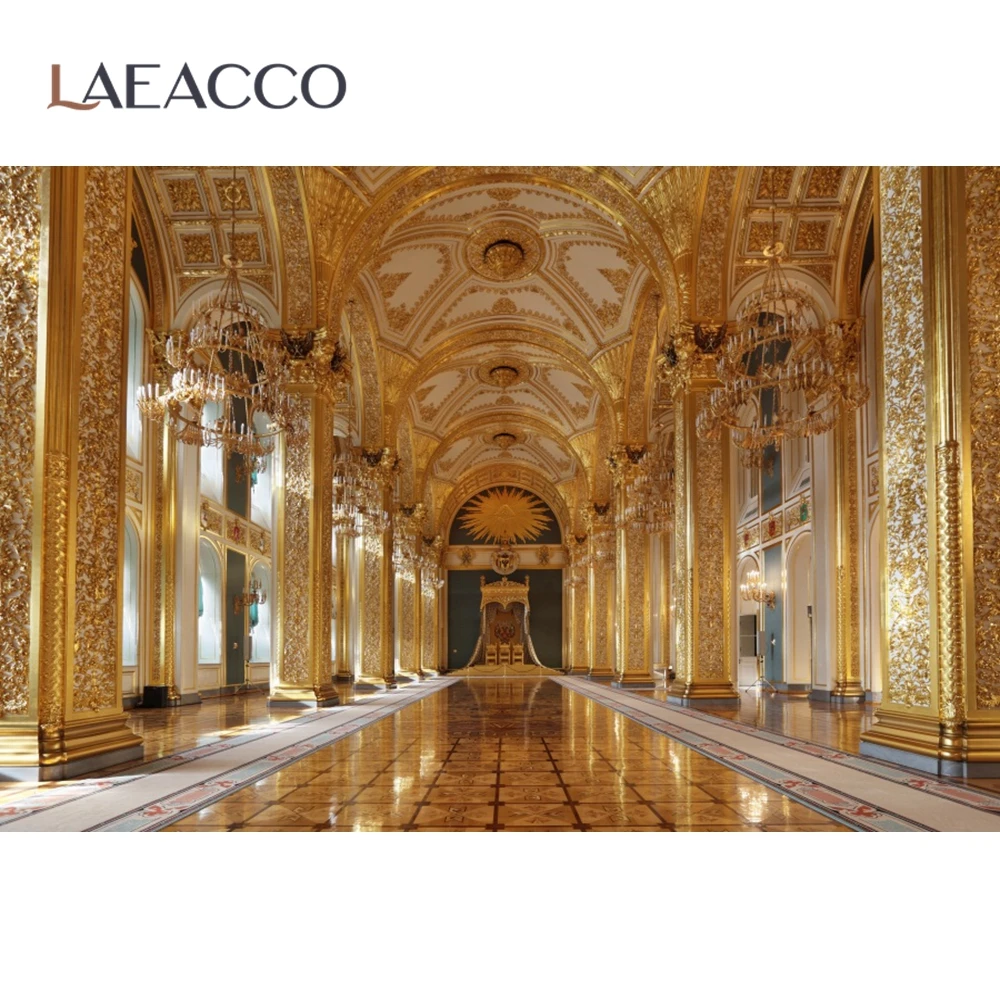 Laeacco Brilliant Dome Palace Chandelier Hallway Interior Photo Backgrounds Customized Photographic Backdrops For Photo Studio