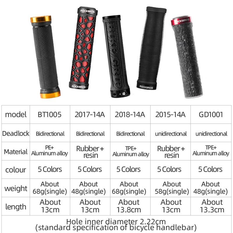 ROCKBROS Ultra Light Bicycle Grips Anti-slip Bike Handlebar Rubber Lock-on Ultralight MTB Grips Cycling Accessories