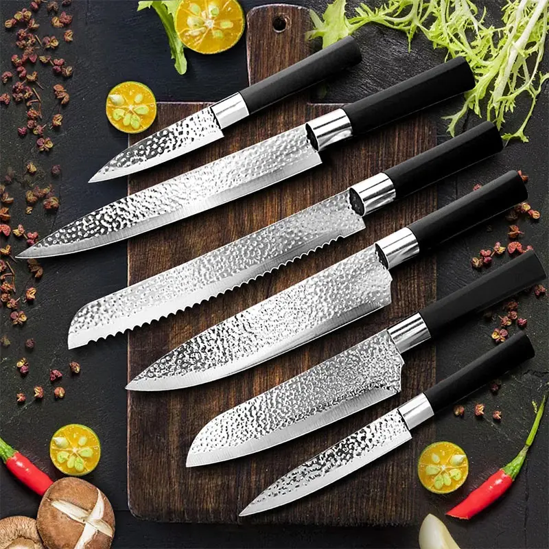 

Chef knives 6 Set Professional Japanese Kitchen knives High Carban stainless steel Meat Cleaver Fruit Paring knife Chef Knife