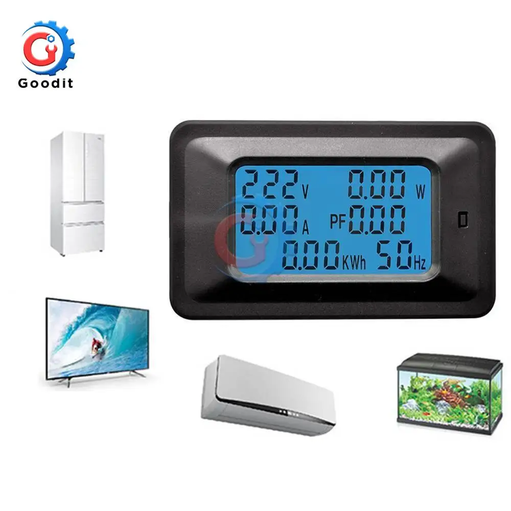 Multimeter Display Digital Current Voltmeter AC 80V-250V100A 20A LCD Digital Display Current Voltage power Voltmeter Ammeter