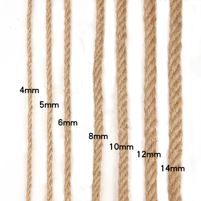 6mm naturalna lina jutowa 1 m10 m 20m 30m 50m sznurek sznurek konopny skręcony sznurek makrama struna do rękodzieła rękodzieło drapanie zwierząt