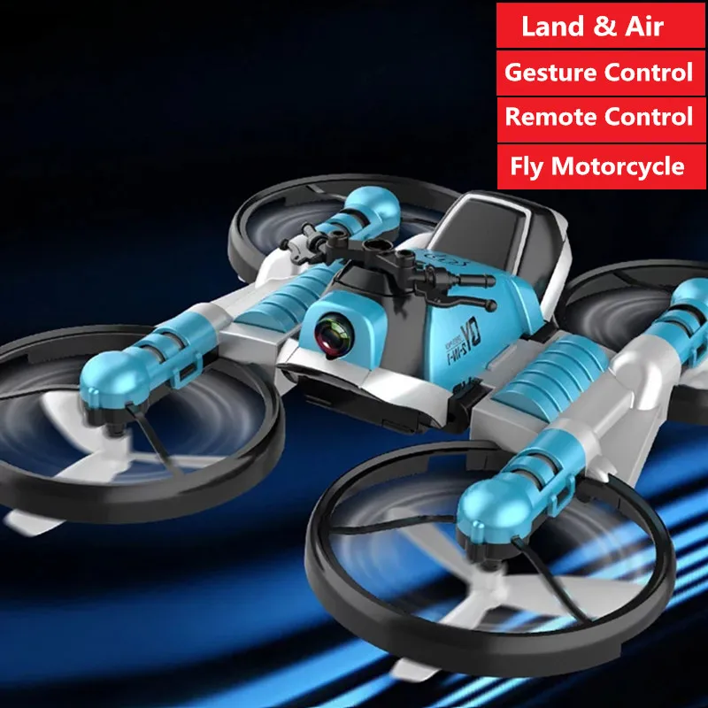 4K RC เครื่องบินของเล่น Land & Air 2 In 1 RC บินรถจักรยานยนต์เครื่องบินรีโมทคอนโทรลสี่แกน Drone ควบคุมท่าทาง RC เครื่องบิน