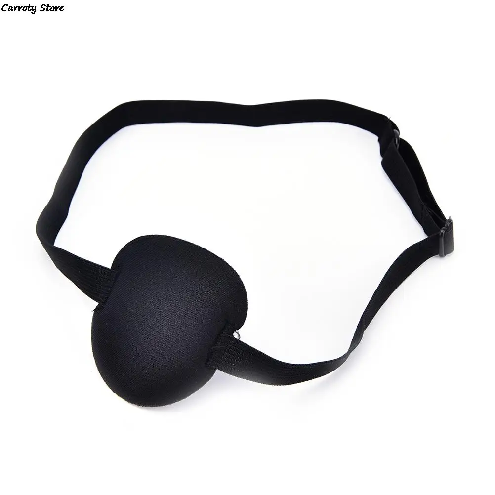 1pc Adjustable Strap Washable Sleep Snoring Eyeshades Black Medical Use Concave Eye Patch Foam Groove Relieve Astigmatism