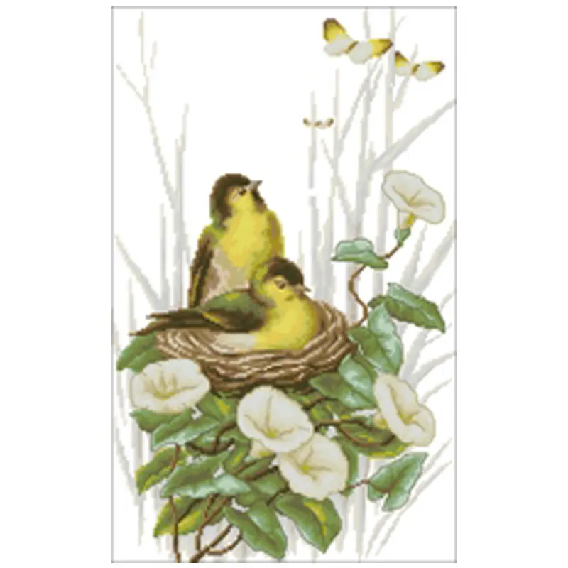 Bird's nest among trumpet flowers patterns Counted Cross Stitch 11CT 14CT 18CT DIY  Cross Stitch Kits Embroidery Needlework Sets