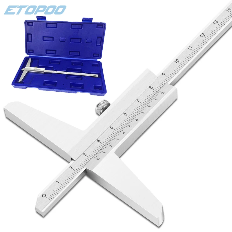 0-150/200/300mm 0.02mm głębokość suwmiarka z noniuszem głębokościomierz z pudełkiem aluminiowy stalowy mikrometr miernik metryczny narzędzia pomiarowe
