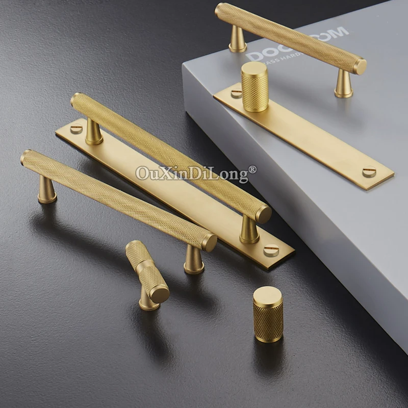 Knurled Designed 2PCS Solid Brass Furniture Handles Drawer Pulls Cupboard Wardrobe Shoe Kitchen TV Cabinet Pulls Handles & Knobs