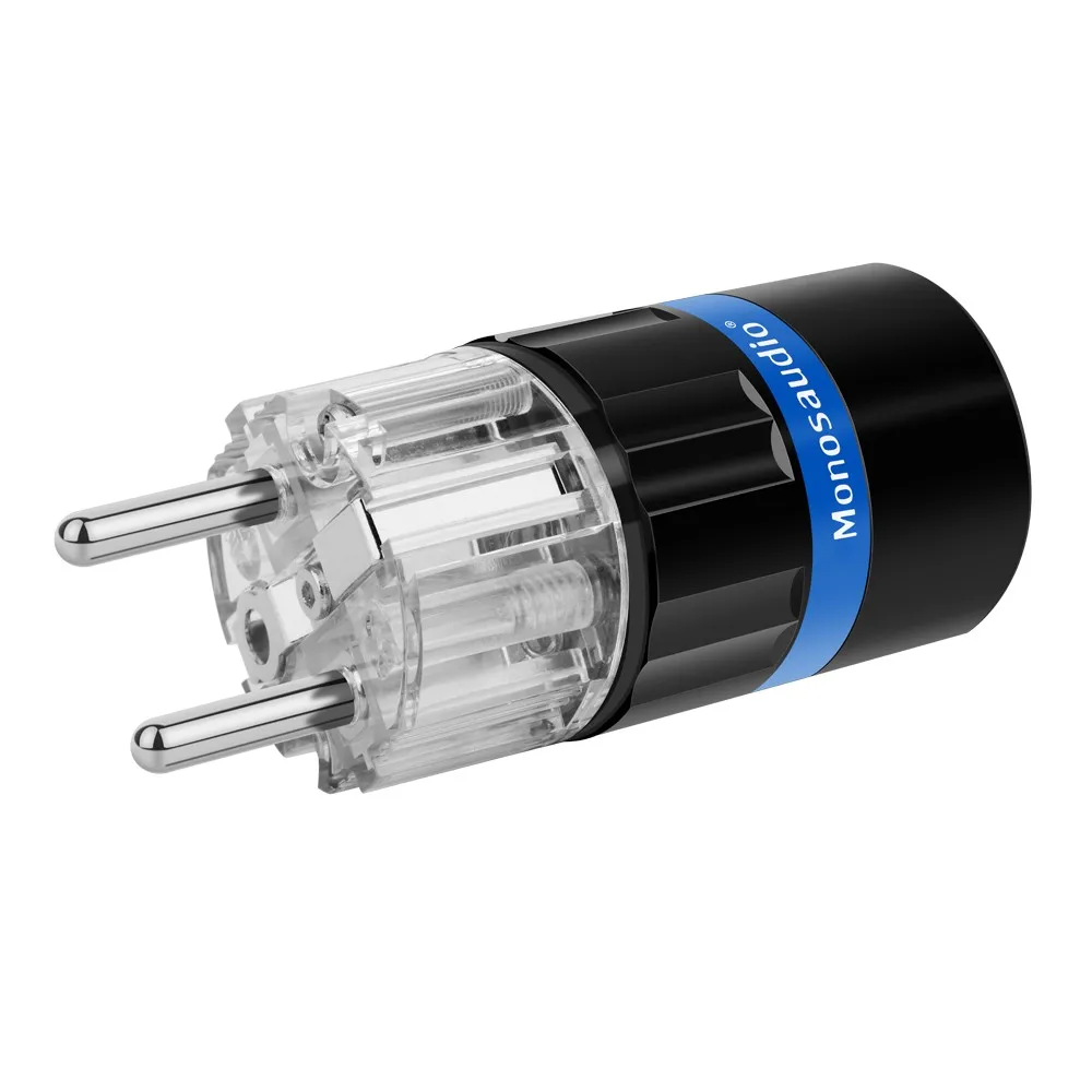 Monosaudio plugue de alimentação ac de rede ue schuko conectores de cabo de alimentação de áudio hifi cobre puro prata ouro banhado a ródio e104/105 1 peça