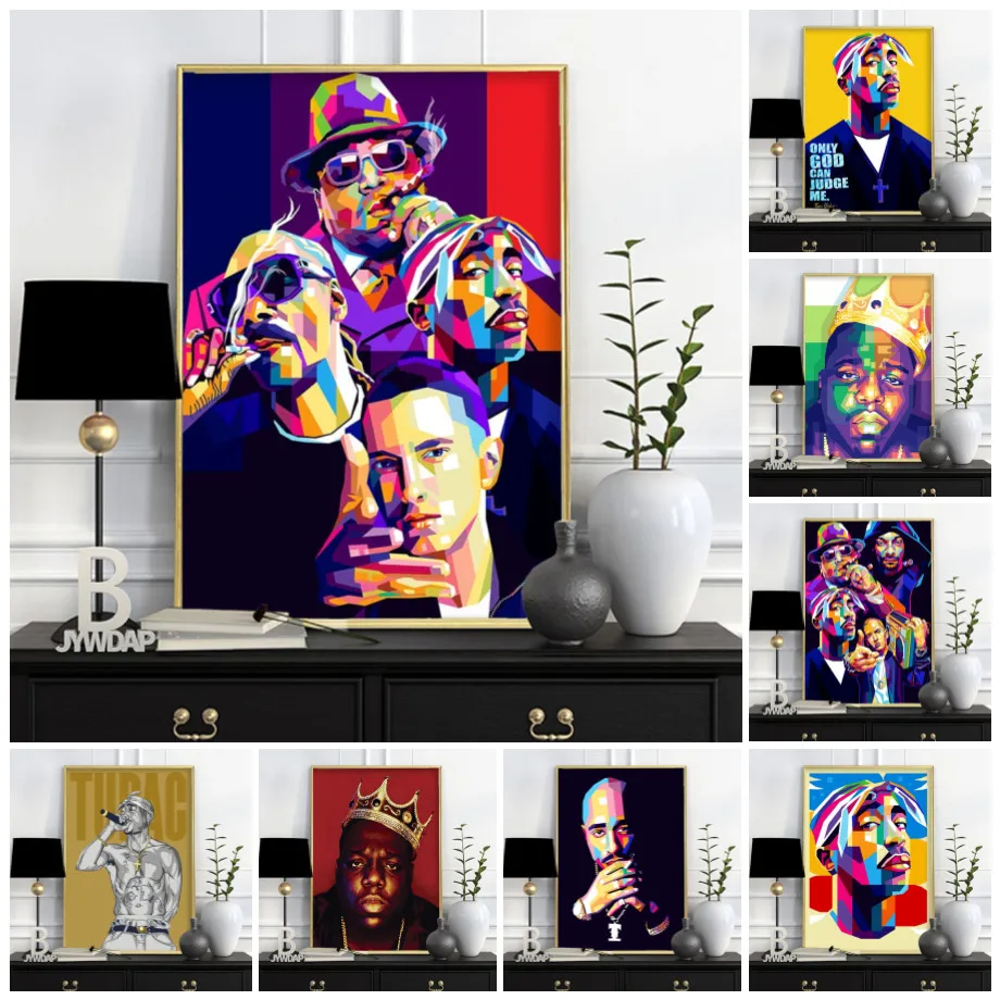 Shakur B.I.G Hip Hop Music Rap Star Rapper Poster Fashion Modern Abstract Wall Art Canvas Painting Home Decor Quadro Cuadros