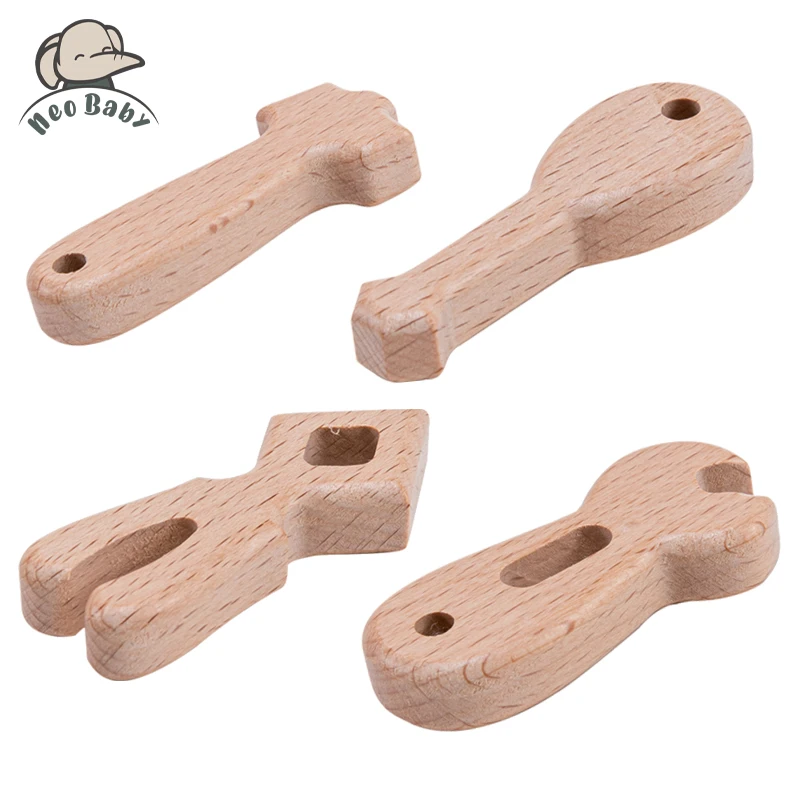 

4PC Beech Wood Tools Blocks Baby Toys Montessori DIY Educational Toy Toddler Creative Wrench Tool Shape Teething Toys For Kids