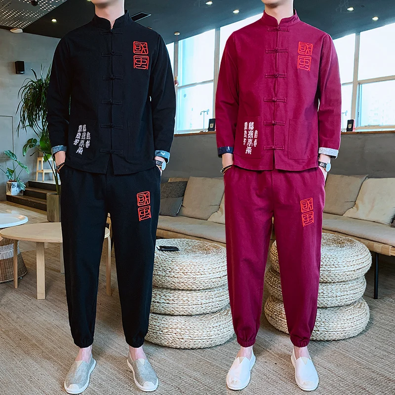 

heren kleding 2020 Men spring Man 2 Piece Set Sport Suit Jacket + Pant Male Tracksuit Asian Size Moda Hombre