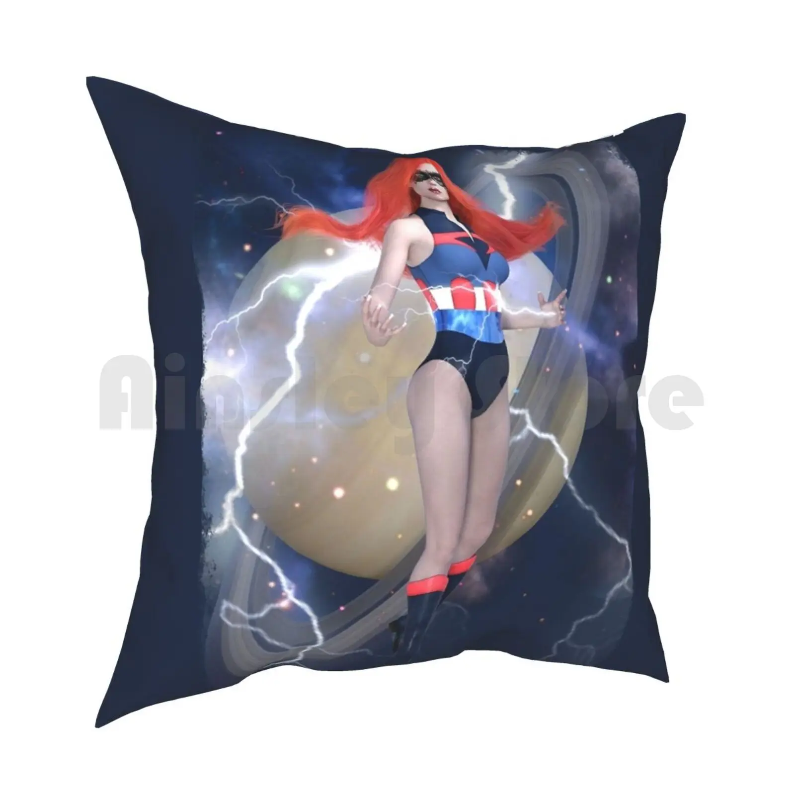 Superhero Pillow Case Printed Home Soft Throw Pillow Superhero Superheroine Saturn Space Lightning Planets Costume