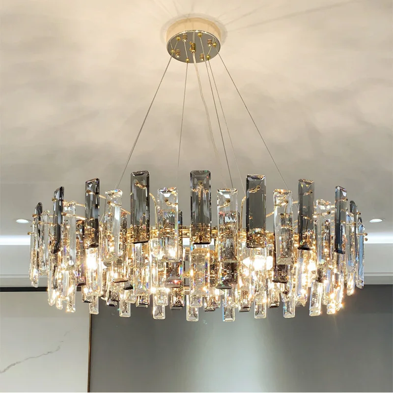 Nordic post-modern light luxury crystal chandelier living room bedroom hanging lamp study villa model ceiling lights room atmosp