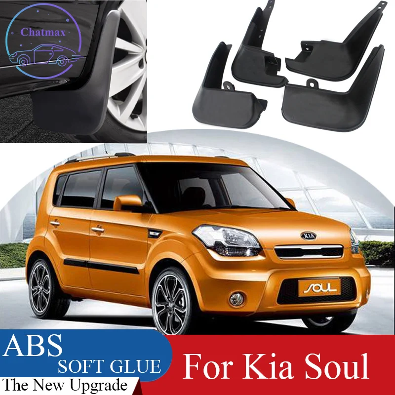 4pcs ABS Front & Rear Fender Protector For Kia Soul 2010 2011 2012 2013 Car Mud Flaps Splash Guard Mudguard Mudflaps