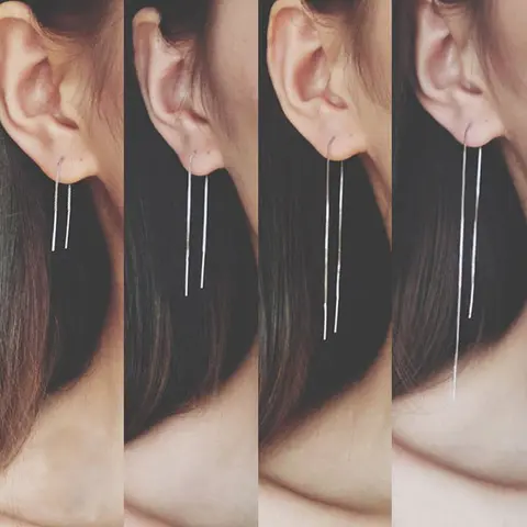 REETI 925 스털링 실버 귀걸이 여성을위한 긴 실버 귀걸이 파티 패션 주얼리 길이 귀 라인의 많은