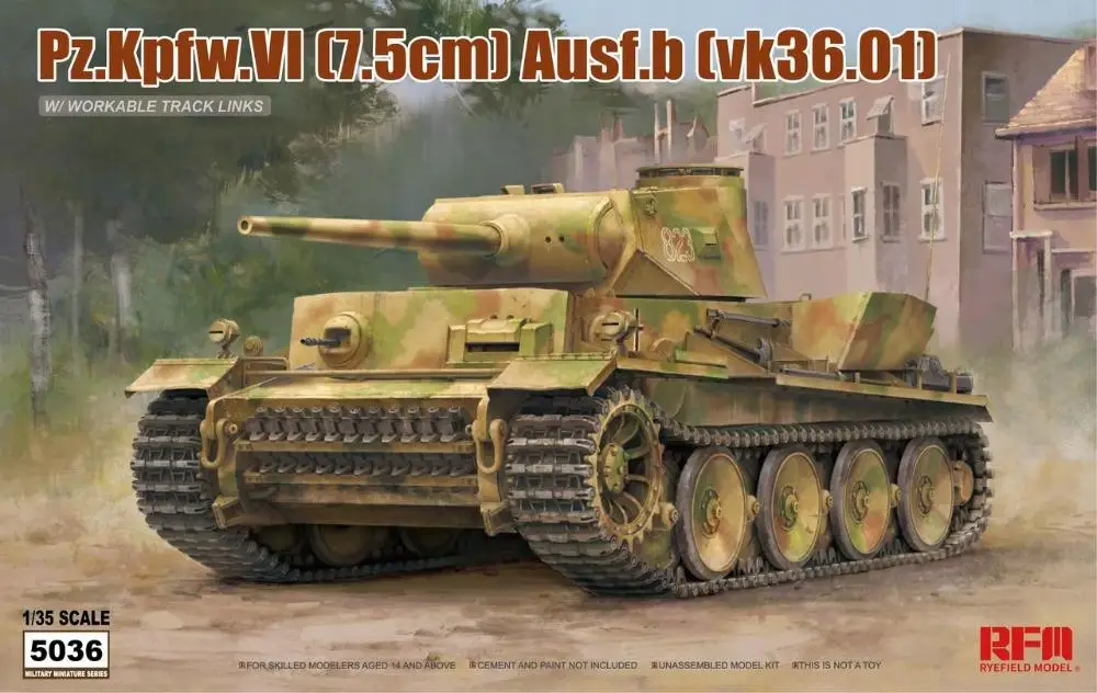 

Rye Field Model RFM RM5036 1/35 Pz.Kpfw.VI (7.5cm) Ausf.b(VK36.01) - Scale model Kit