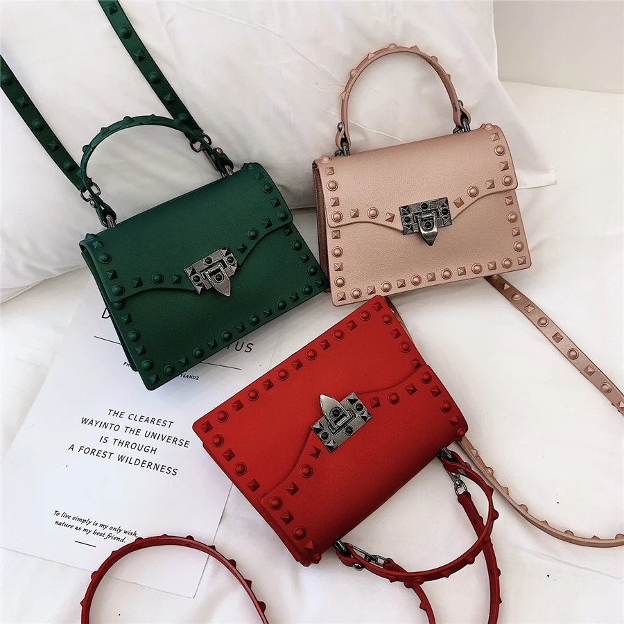 Women Small PVC Handbags High Quality Ladies Shoulder Messenger Bags Fashion Designer Female Purses Casual Rivet Crossbody Bag