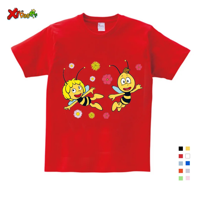 Kids Boys Girls T Shirt Summer Baby Boys Cotton Tops Toddler Tees Clothes Children Cartoon Honeybee Print T-shirts Short Sleeve