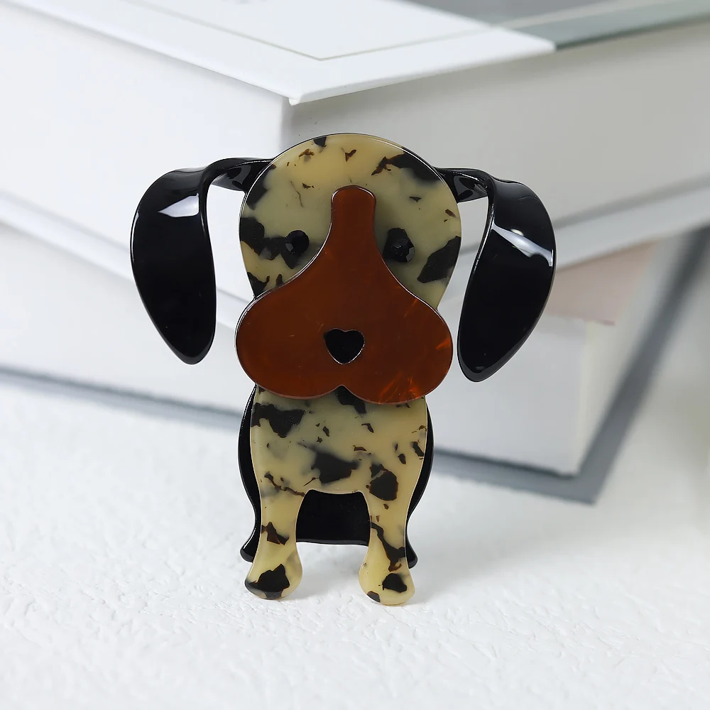 Hecho a mano acrílico broches de perro alfileres de seguridad para las mujeres de perro lindo Animal broche joyería solapa colección de Pins Ropa bolsa accesorio