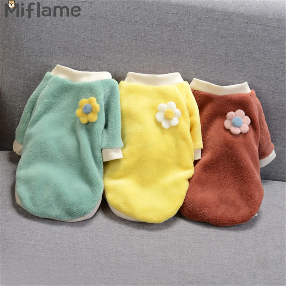 

Miflame Winter Warm Puppy Outfits Flower Dog Clothes For Pets Sweatshirt Schnauzer Corgi Fleece Small Dogs Hoodies Pet Clothing