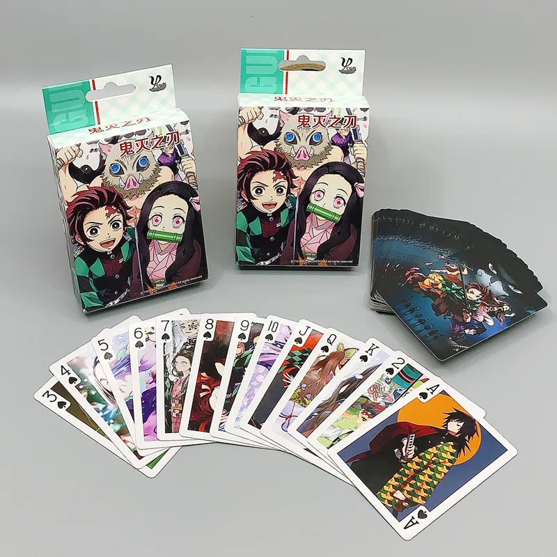 Anime Figure Demon Slayer Kimetsu no Yaiba Pokercards Kamado Tanjirou Nezuko Zenitsu Hashibira Inosuke Playing Poker Cards Toy