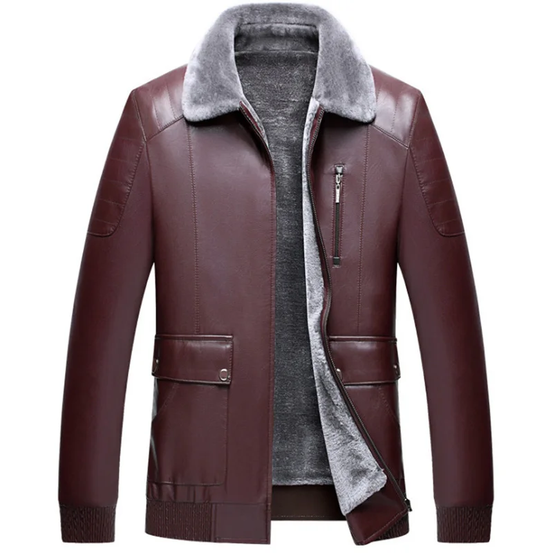 

Winter Jacket Men New Thicken Flocking Leather Jacket Fashion Motorcycle Leather Jacket Male Outwear Jaqueta De Couro Masculina