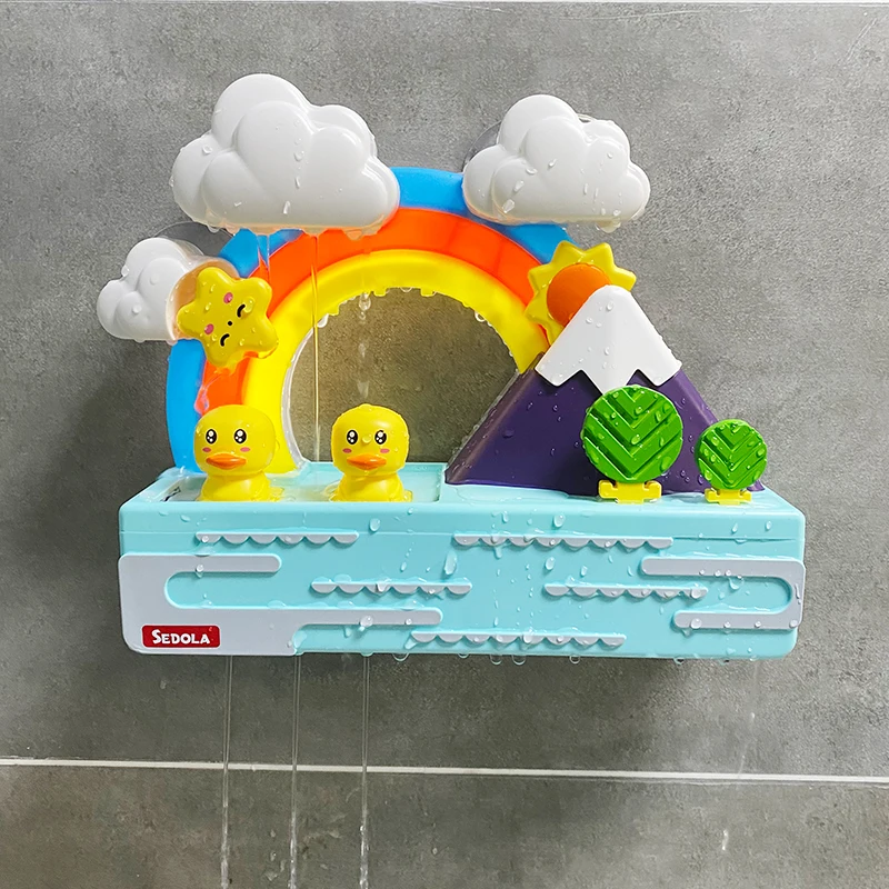 New Baby Bath Kids Toys Rainbow Shower Pipeline Yellow Ducks Slide Tracks Bathroom Educational Water Game Toy for Children Gifts