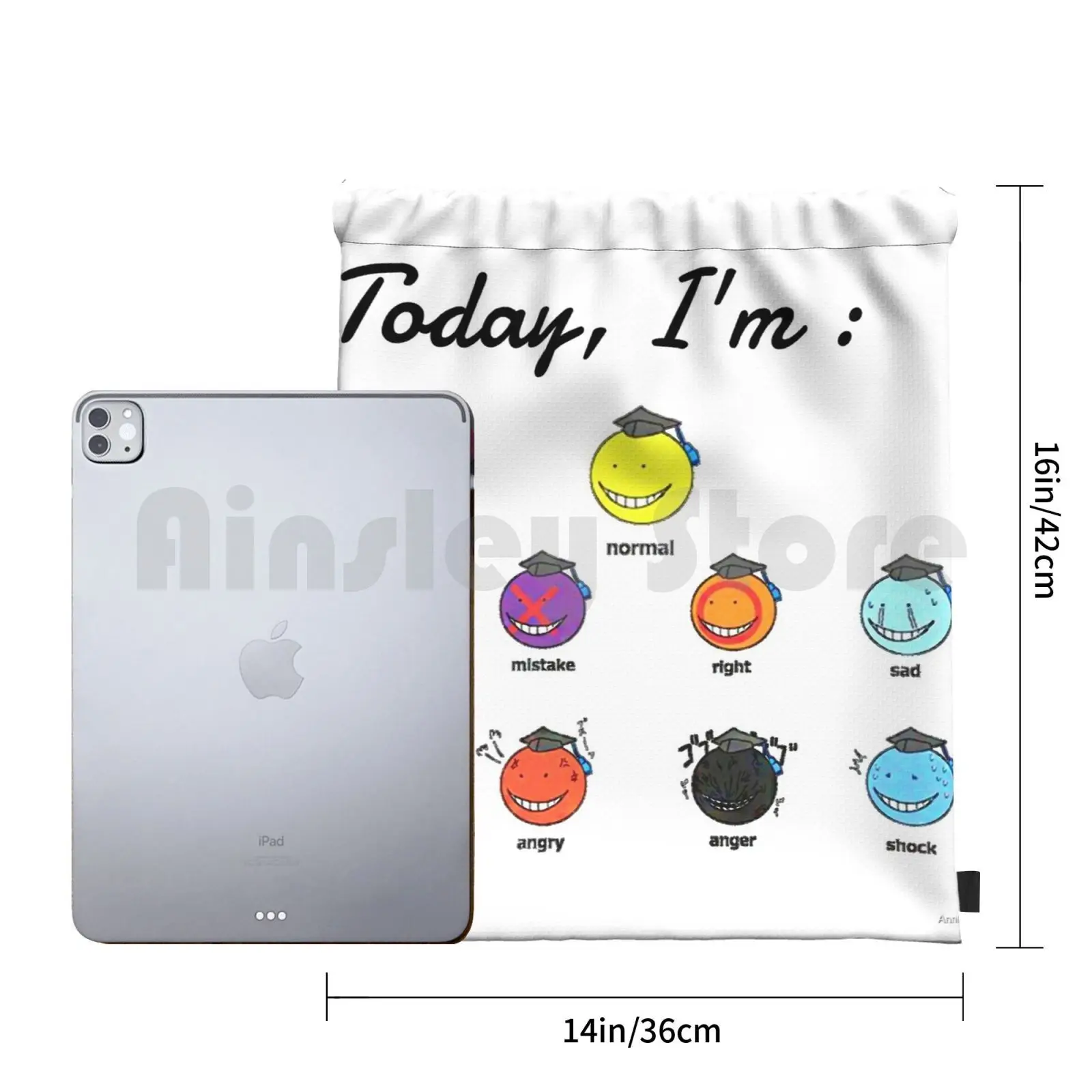 암살 교실 코로 선생 선풍기 아트! 배낭 드로스트링 가방, 체육관 가방, 방수 암살 교실 애니메이션