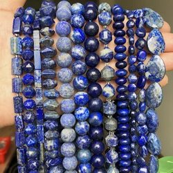 Natural Lapis Lazuli Beads Faceted Blue Rondelles Round Loose Matte Stone Beads for Jewelry Making DIY Handmade Men Bracelet