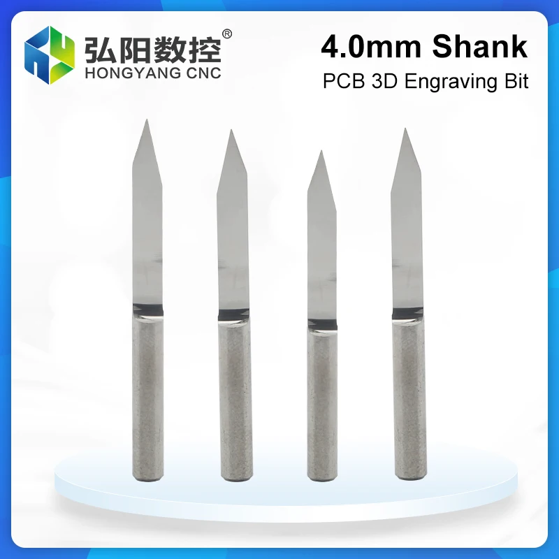 CNC Flat-Bottomed Engraving Knife 4.0 Mm V-Shaped Router 3D Milling Cutter For Wood, Acrylic, Plastic, PVC Polishing Knife Tool