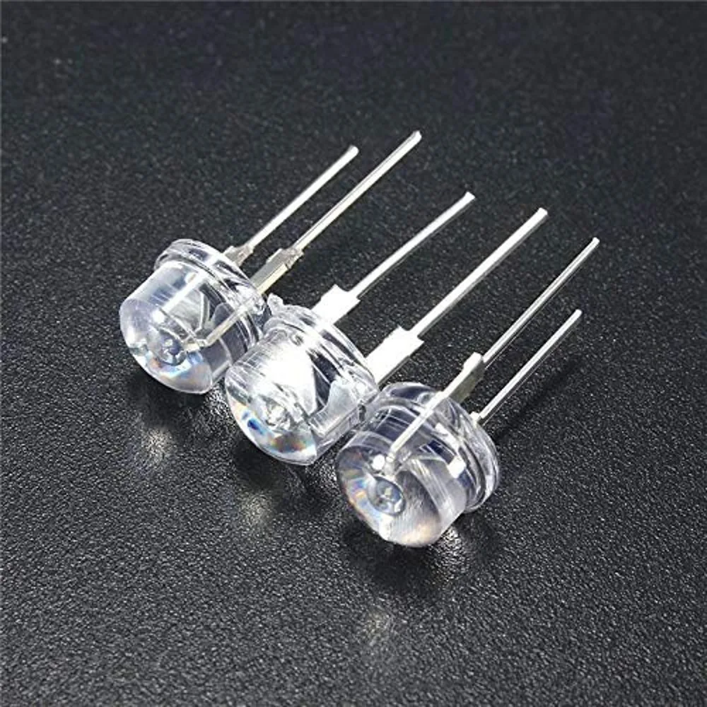 500PCS 8mm Straw Hat LED Diode Bright White 0.25W F8 Power 0.5W Transparent Light Emitting Diode Red Yellow Green Blue Pink