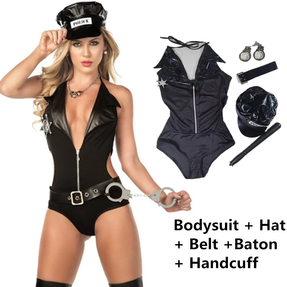 Sexy Police Woman Cosplay Costume Adult Woman Erotic Fantasies Cop Costumes Black Policewomen Uniform For Role-Playing Games